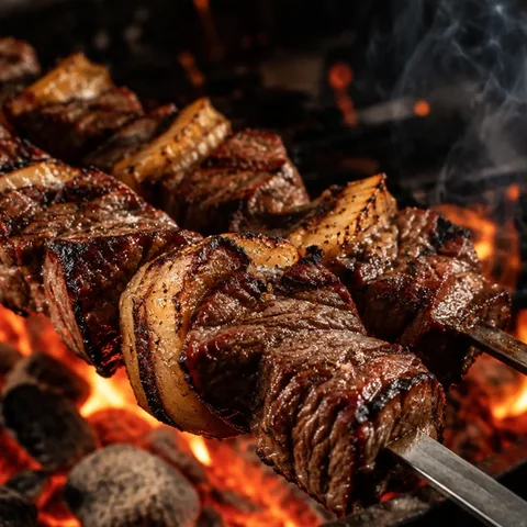 Steakhouse-style skewers on the grill
